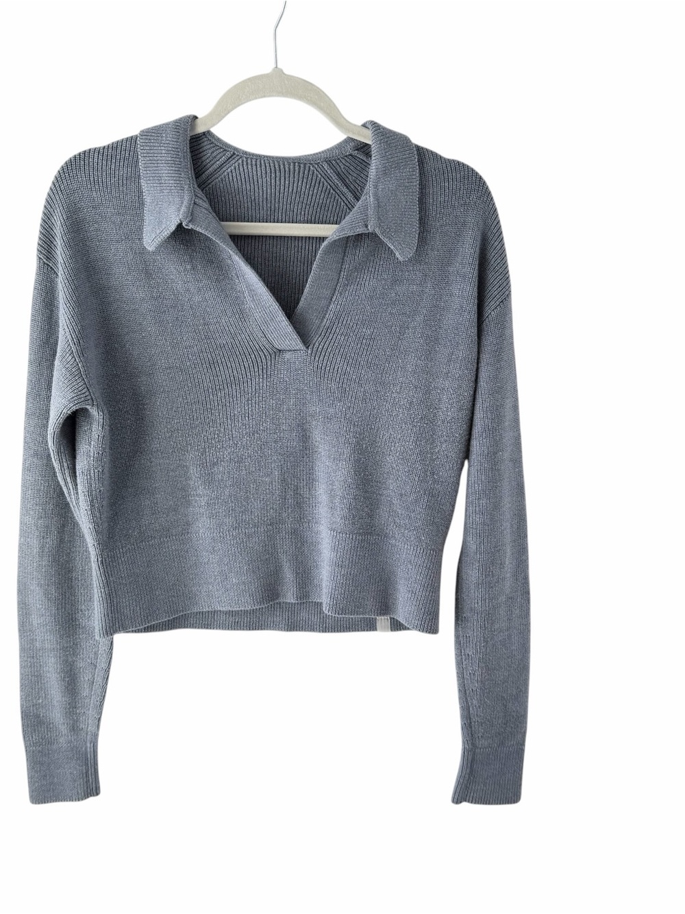 lululemon athletica Heathered Gray V-Neck Collared Sweater
